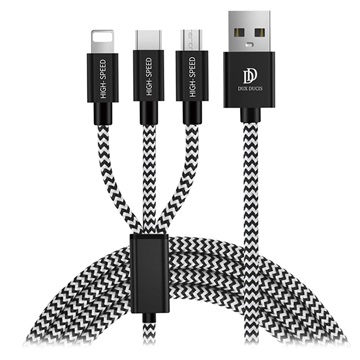 Dux Ducis K-ONE microUSB, Lightning, USB-C Kabl - 2.4A, 1.2m