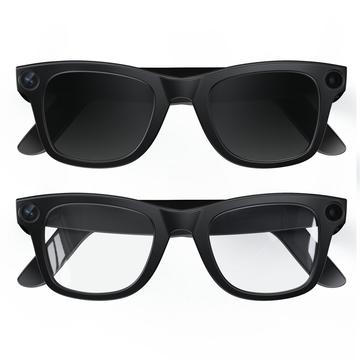 E02 Smart AI Glasses with Camera, Translation - 137mm - Black and Anti-Blue Lens