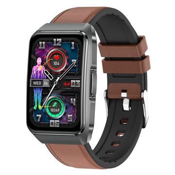 ET650 Smart Watch with Body Temperature, Health Monitor and Bluetooth Calling - Leather & Silicone Strap