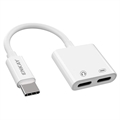 Enkay ENK-AT105 Dual USB-C Adapter za Audio i Punjenje - Beli