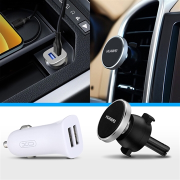 Essential Car Kit - Dual USB Charger & Magnetic Phone Holder