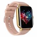 F12 2.02-inch Curved Screen Smart Watch with Encoder Bluetooth Calling Smart Bracelet with Health Monitoring - Gold / Pink