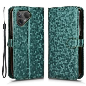 Fairphone 5 Cover with Wallet & Strap - Hexagon Pattern - Green