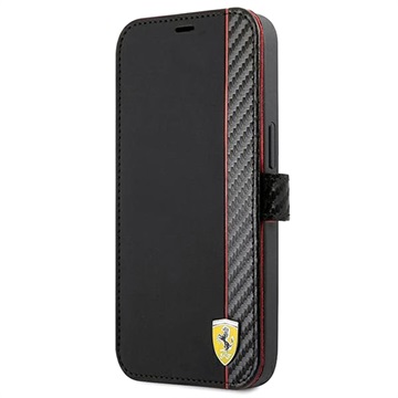 Ferrari On Track Carbon Stripe iPhone 13 Mini Futrola-Novčanik - Crna