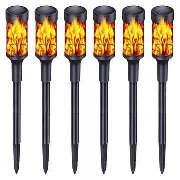 Flame Effect Pathway Solar Lights with Infrared Sensor - 6 Pcs.