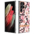 Flower Series Samsung Galaxy S22 Ultra 5G TPU Maska - Roze Gardenija