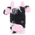 Fluffy Plush iPhone 13 Hibridna Maska - Crna Kravica