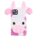Fluffy Plush iPhone 13 Mini Hibridna Maska - Roze Kravica