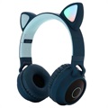Sklopive Bluetooth Slušalice za Decu sa Mačjim Ušima - Zelene