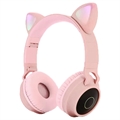 Sklopive Bluetooth Slušalice za Decu sa Mačjim Ušima - Ružičaste