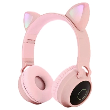 Sklopive Bluetooth Slušalice za Decu sa Mačjim Ušima - Ružičaste