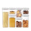 Food Storage Containers - 500ml, 800ml, 1200ml, 1900ml - 7 Pcs - White