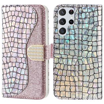 Croco Bling Series Samsung Galaxy S23 Ultra 5G Futrola-Novčanik - Zlatnoroze
