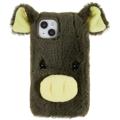 Fluffy Plush iPhone 14 Hibridna Maska - Zelena Svinja