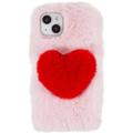 Plush Heart iPhone 14 TPU Maska - Roze