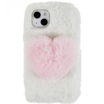 Plush Heart iPhone 14 Plus TPU Maska - Bela