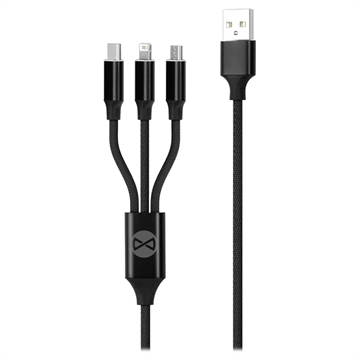 Forever 3-u-1 Pleteni USB Kabl za Punjenje - 1.2 m