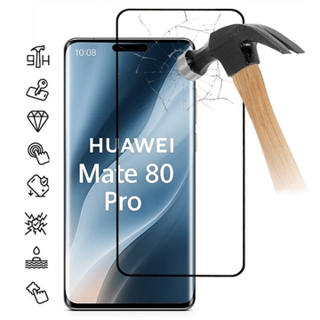 Huawei Mate 80 Pro Full Cover Tempered Glass Screen Protector - 9H - Black Edge
