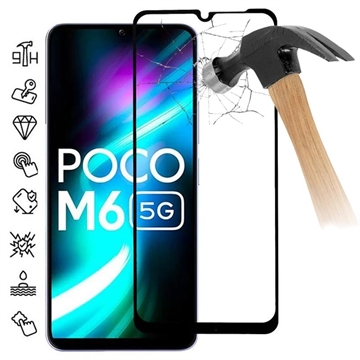 Xiaomi Poco M6 Full Cover Zaštitno Kaljeno Staklo - 9H - Crne Ivice