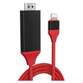 Full HD Lightning na HDMI AV Adapter - iPhone, iPad, iPod - Crveni