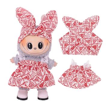 Garden-Party Dress & Headband Set for Labubu Mini Figure 17cm - Hearts