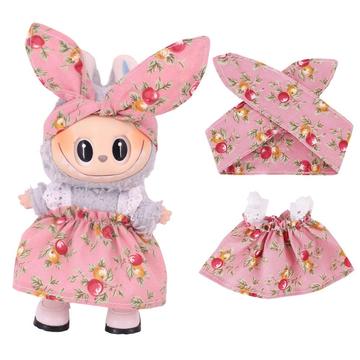 Garden-Party Dress & Headband Set for Labubu Mini Figure 17cm - Pink