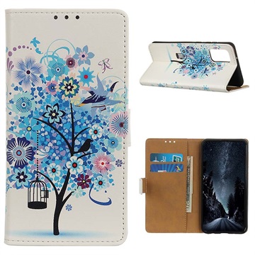 Glam Serija Novčanik-Futrola za Samsung Galaxy S20 FE - Cvetno drvo / Plavo