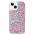 iPhone 15 Glitter Flakes TPU Maska - Roze