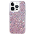 iPhone 15 Pro Glitter Flakes TPU Maska - Roze