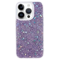 iPhone 15 Pro Glitter Flakes TPU Maska - Ljubičasta