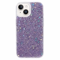 iPhone 15 Glitter Flakes TPU Maska - Ljubičasta