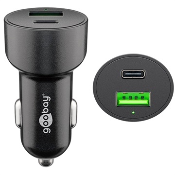 Goobay 48W Brzi Punjač za Auto sa USB-C PD & USB-A QC3.0 - Crni