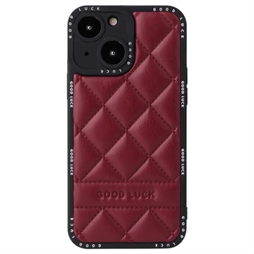Good Luck Rhombic Grid iPhone 14 Plus Hybrid Maska - Bordo
