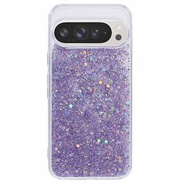 Google Pixel 9 Pro XL Glitter Flakes TPU Maska - Ljubičasta