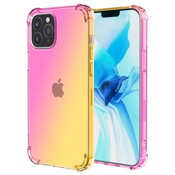 iPhone 14 Pro Gradijent TPU Maska Otporna na Udarce - Roze / Zlatna