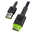 Green Cell Ray Brzi USB-C Kabl sa LED Lampicom - 1.2m