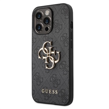 Guess 4G Big Metal Logo iPhone 14 Pro Max Hibridna Maska - Crna