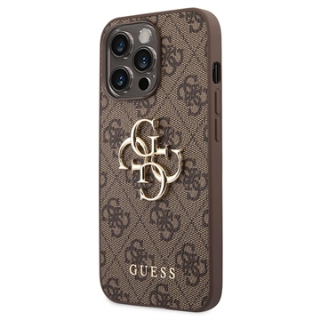 Guess 4G Big Metal Logo iPhone 14 Pro Max Hibridna Maska - Braon