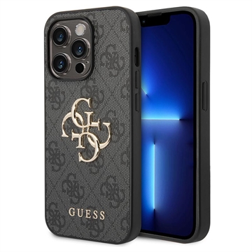 iPhone 15 Pro Guess 4G Big Metal Logo Hibridna Maska - Siva