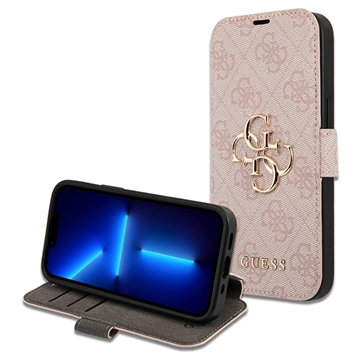 iPhone 15 Pro Guess 4G Metal Logo Flip Futrola - Roze