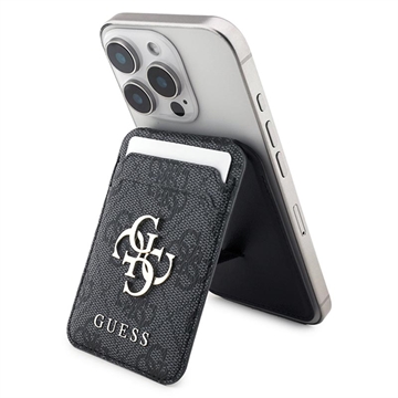 Guess 4G Metal Logo Card Holder with Stand - MagSafe Compatible - Black