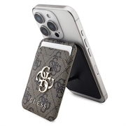 Guess 4G Metal Logo Card Holder with Stand - MagSafe Compatible - Brown