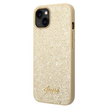 Guess Glitter Flakes Metal Logo iPhone 14 Plus Hibridna Maska - Zlatna