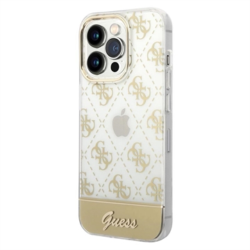 Guess Peony Glitter Script Logo iPhone 14 Pro Hibridna Maska - Zlatna