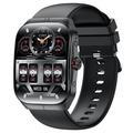 HK80 Smart Watch with AMOLED Curved Screen, Bluetooth Call, Health Monitor & NFC - Black
