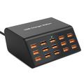 HW15 15-Port USB Charger Station with Digital Display - 100W - Black