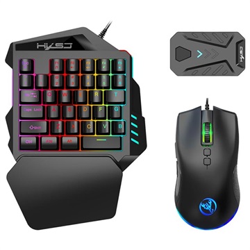 HXSJ Mobile Gejming Set - Tastatura za Jednu Ruku, Miš, Hub-Rgb