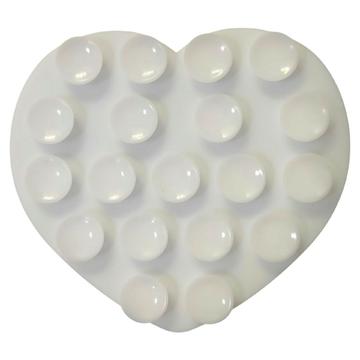 Heart-Shaped Adhesive Silicone Suction Cup Phone Holder - White