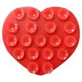 Heart-Shaped Double-Sided Silicone Suction Cup Holder for Smartphones - Red