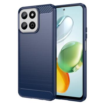Honor 200 Smart/X7c 4G/5G Brušena TPU Zaštitna Maska - Ugljenično Vlakno - Plava